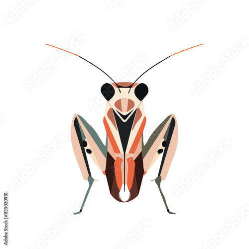 Flat vector mantis, isolated on a white background.

