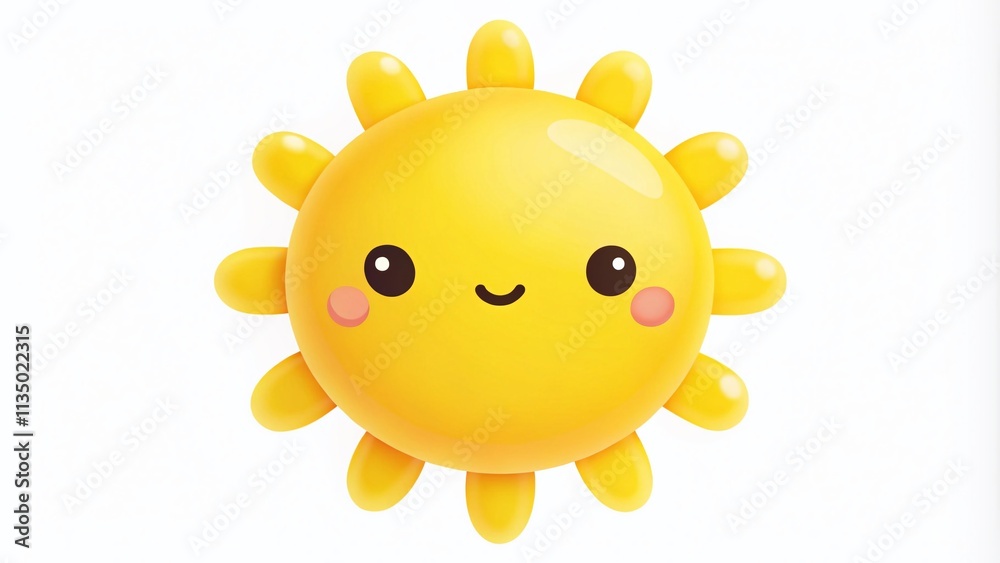 Kawaii Sun Illustration: Cheerful Yellow Sun with Smiling Face on White Background, Perfect for Brightening Up Designs and Fashion Photography, Embracing Joy and Positivity Kawaii Sun Illustration: Cheerful Yellow Sun with Smiling Face on White Background, Perfect for Brightening Up Designs and Fashion Photography, Embracing Joy and Positivity