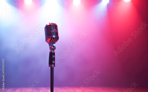 vintage microphone on stage