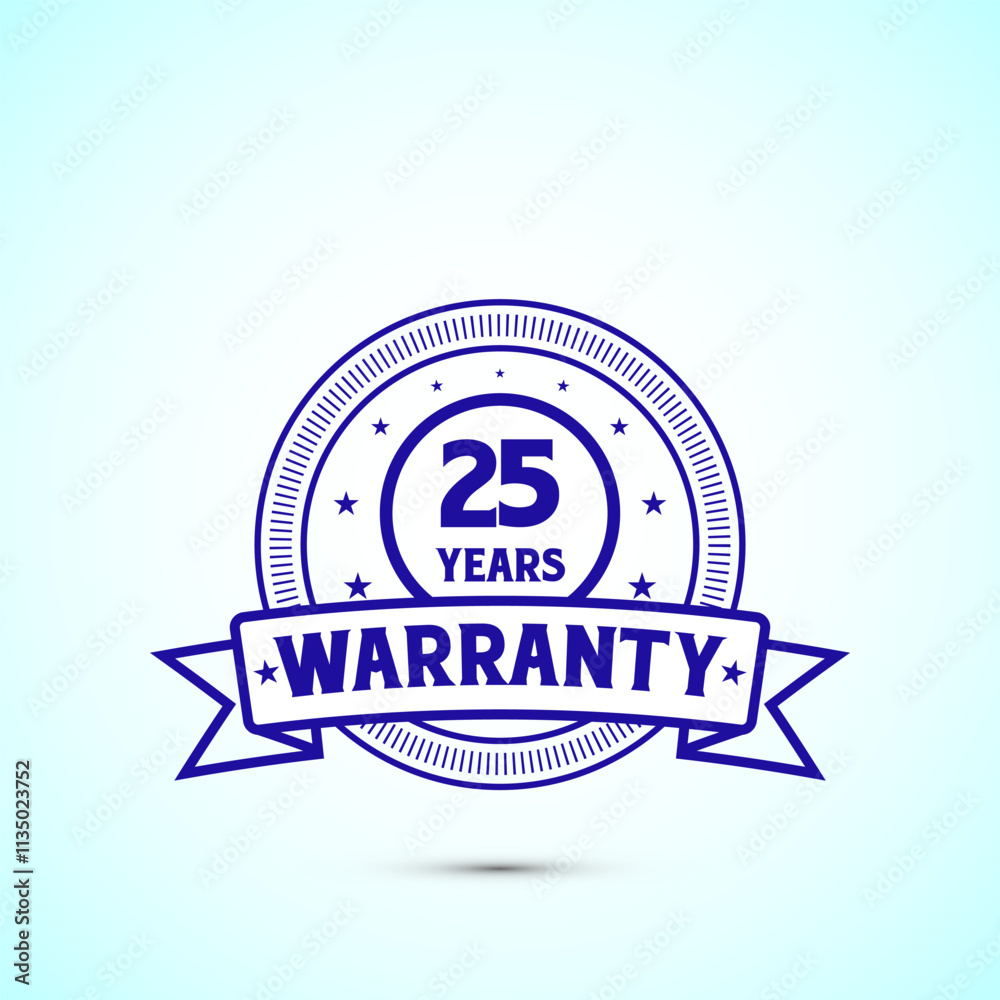 25 years warranty badge and label with blue color 25 years warranty badge and label with blue color