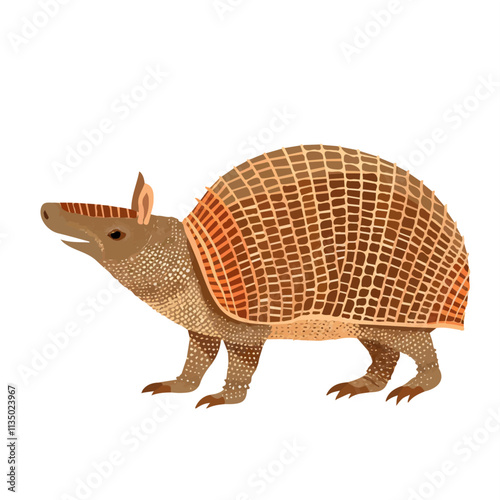 Flat vector armadillo, isolated on a white background.

