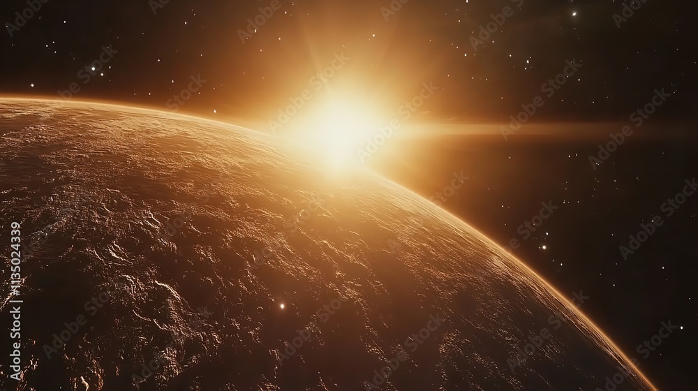 Obraz premium A realistic portrayal of Earth from space, illuminated by city lights and natural phenomena. The dark side of the planet contrasts with the bright patches of light, showcasing human habitation and the