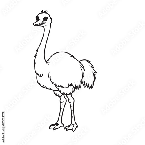 Ostrich  line art vector on white background photo