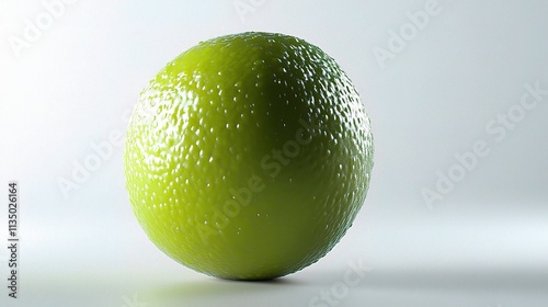 Lime Green Delight: A single, perfectly ripe lime sits on a subtle gradient backdrop, showcasing its vibrant green skin and textured surface. Its juicy, zesty essence is practically palpable.  photo