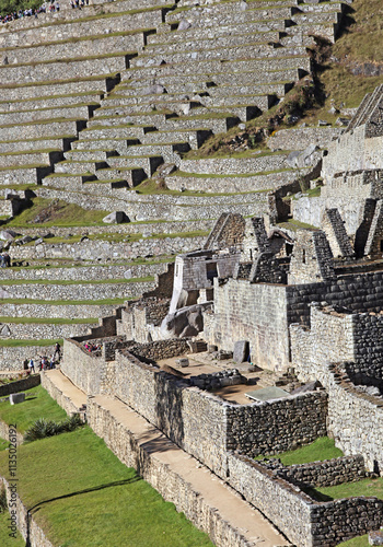 View towards the Temple of the Sun and terraces, Machu Picchu Peru
 photo