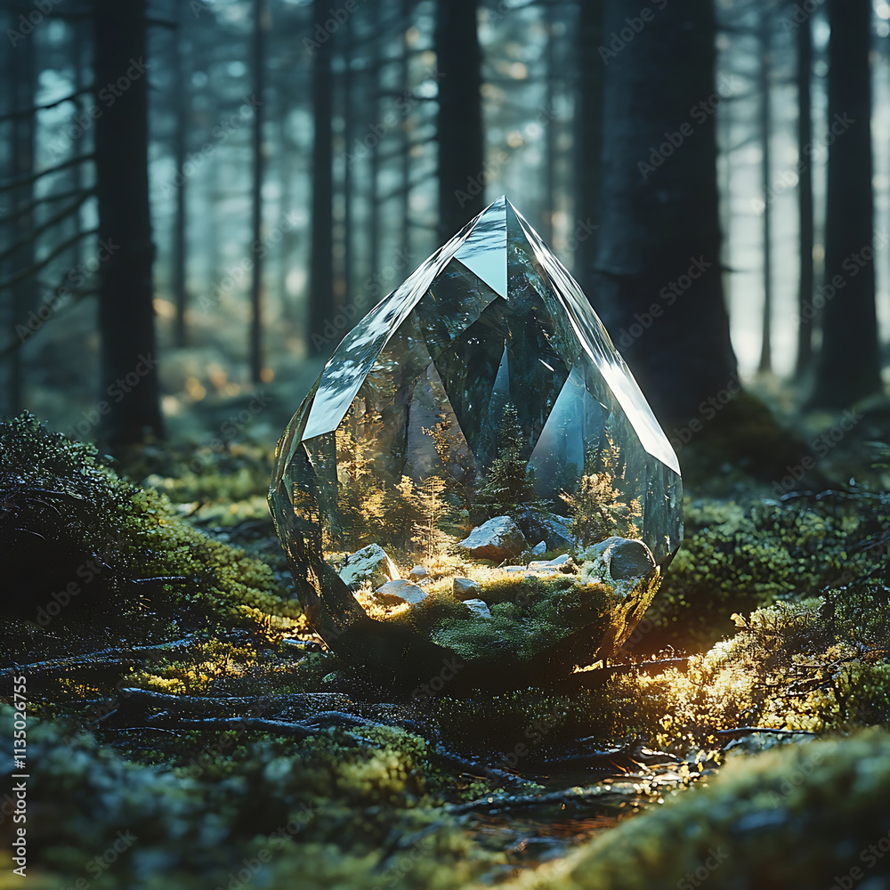 Obraz premium Shimmering Crystal in Enchanted Forest