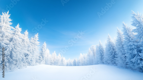 Wallpaper Mural Snowy forest landscape under a bright blue sky Torontodigital.ca