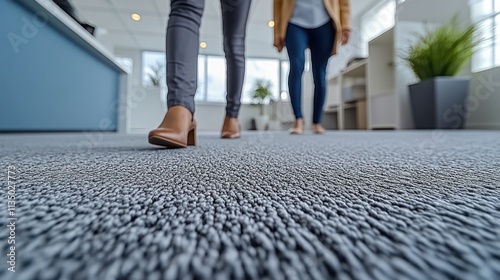 Wallpaper Mural Footsteps on plush carpet create a welcoming atmosphere in a bright workspace with greenery Torontodigital.ca