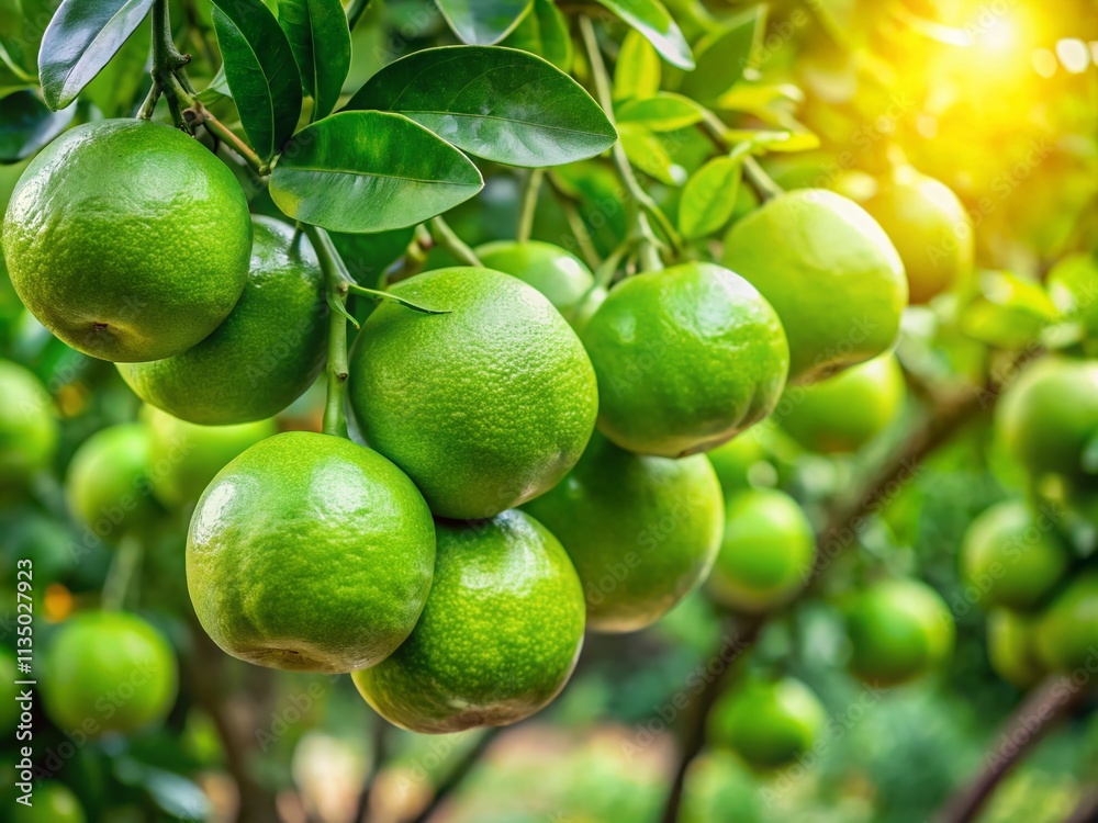 Long Exposure of Green, Unripe Grapefruit Hanging on Tree Branches with Soft, Dreamy Background, Capturing Nature's Freshness and Growth in a Lush Garden Environment Long Exposure of Green, Unripe Grapefruit Hanging on Tree Branches with Soft, Dreamy Background, Capturing Nature's Freshness and Growth in a Lush Garden Environment