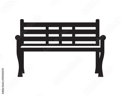 Park bench silhouette vector illustration