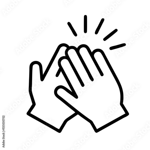 clapping hands icon, emoji day line art, emoji icon - simple black line art icon of clapping hands, symbolizing emoji day topic celebrations. emoji vector art.