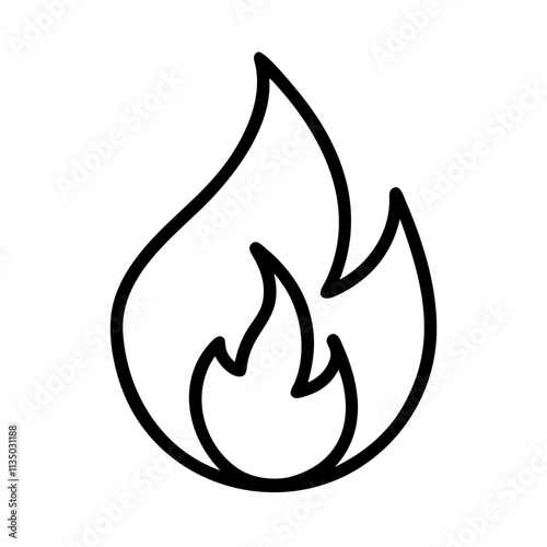 fire icon, emoji day line art, emoji icon - simple black line art icon of fire, symbolizing emoji day topic celebrations. emoji vector art.