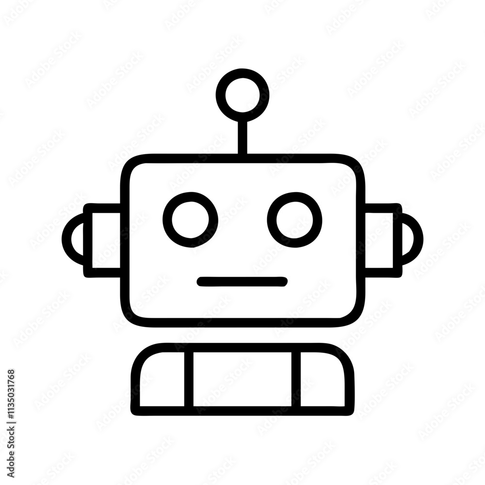 robot icon, emoji day line art, emoji icon - simple black line art icon of robot, symbolizing emoji day topic celebrations. emoji vector art. robot icon, emoji day line art, emoji icon - simple black line art icon of robot, symbolizing emoji day topic celebrations. emoji vector art.