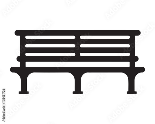 Park bench silhouette vector illustration