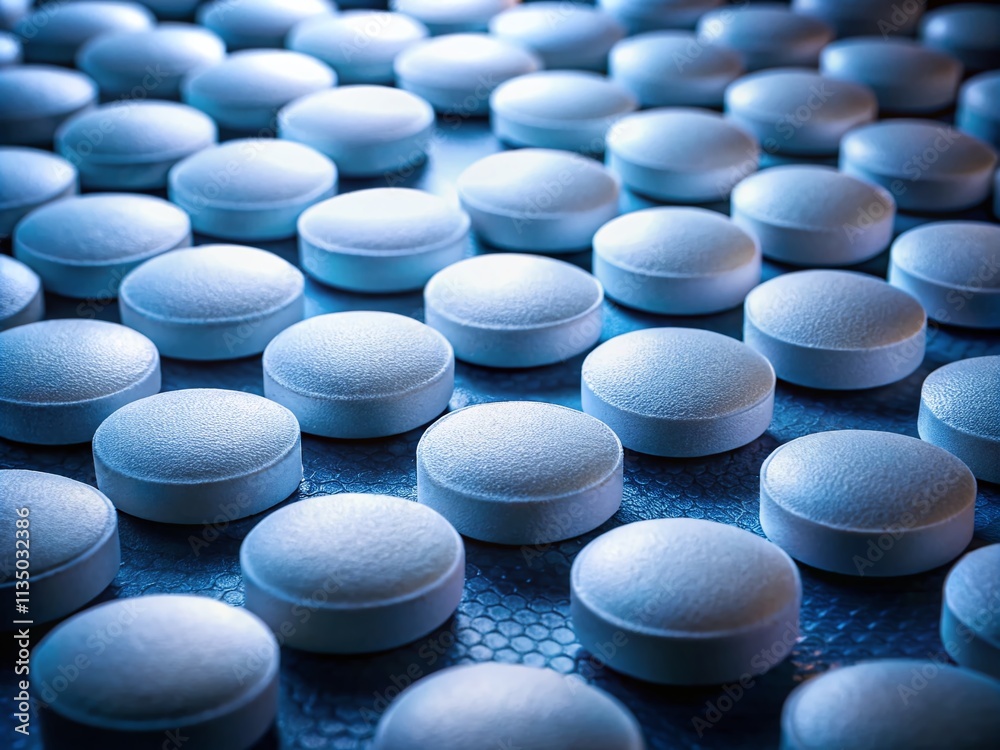 Low Light Photography of White Round Drugs Arranged in Neat Rows on a Dark Surface, Showcasing Their Texture and Subtle Reflection for Pharmaceutical and Medical Themes Low Light Photography of White Round Drugs Arranged in Neat Rows on a Dark Surface, Showcasing Their Texture and Subtle Reflection for Pharmaceutical and Medical Themes