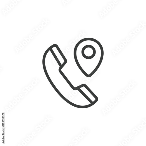 Call location, icon in line design. Call, location, phone, map, navigation, tracking, communication on white background vector. Call location, icon in line design editable stroke icon