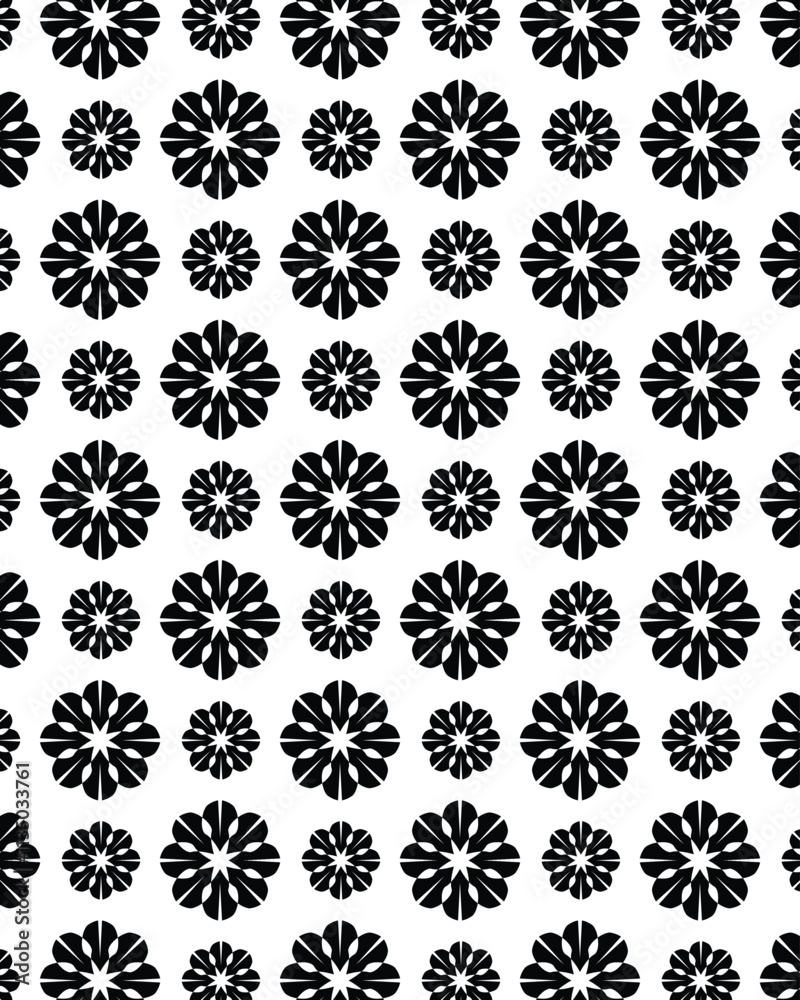 Simple black and white wallpaper abstract circle flower pattern Simple black and white wallpaper abstract circle flower pattern