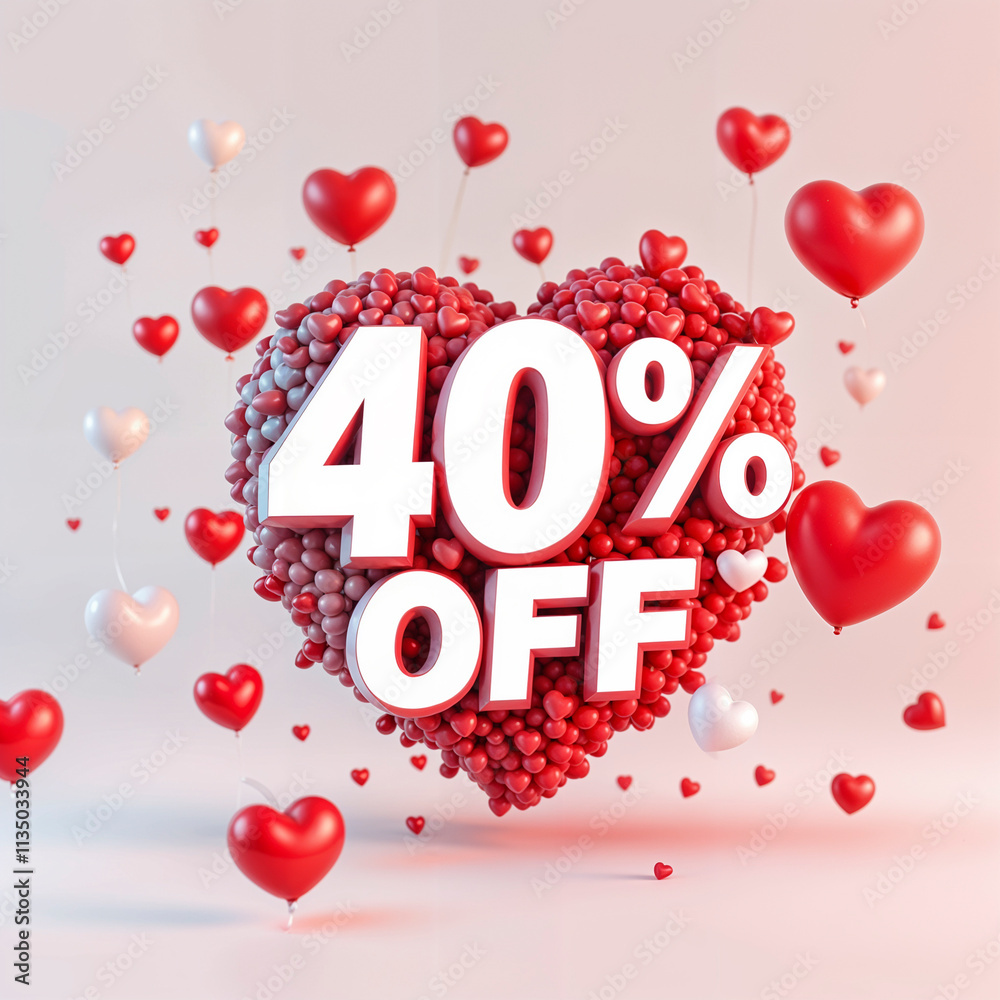 40 Percent Off romantic Valentine's Day Banner. 40% off. Valentine's Day discount, sale 40 Percent Off romantic Valentine's Day Banner. 40% off. Valentine's Day discount, sale