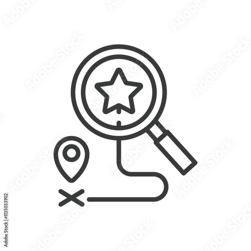 Best location, icon in line design. Best, location, destination, perfect spot, ideal place, prime area, travel on white background vector. Best location, icon in line design editable stroke icon