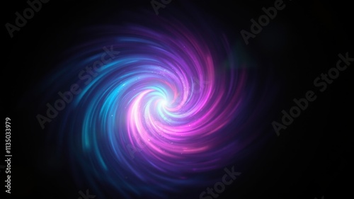 Abstract Swirling Light Show in Vibrant Hues of Purple, Blue, and White on a Black Background