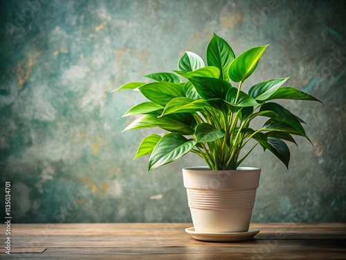 Lush Green Potted Plant in a Minimalist Setting Showcasing Nature's Beauty and Serenity for Interior Decor and Wellness Themes