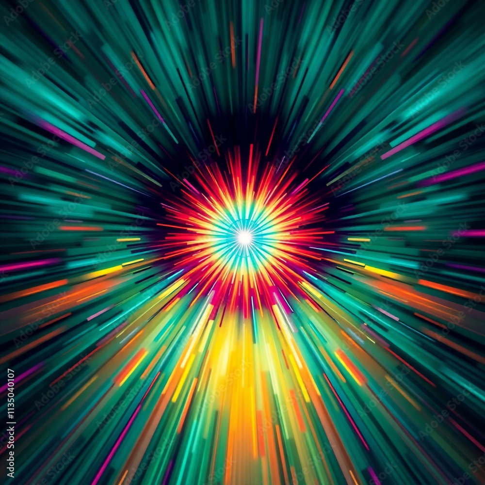 Obraz premium Explosion of colors radiating from a central point, creating a dynamic visual experience of light and energy, cutout, png