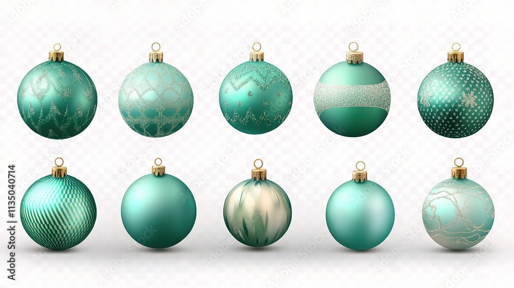 Variety of Green and Turquoise Christmas Ornament Balls Set Variety of Green and Turquoise Christmas Ornament Balls Set