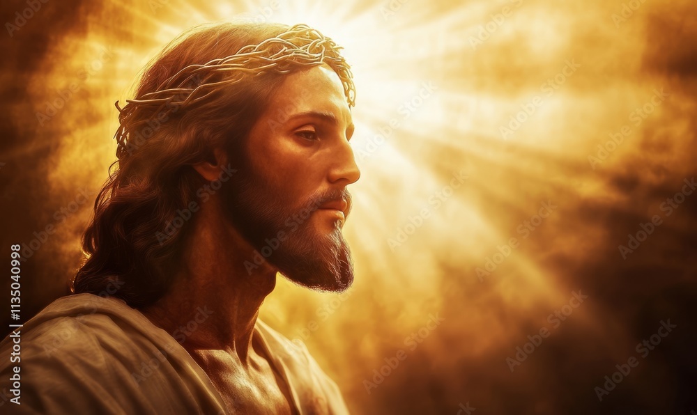 Serene Radiance: The Divine Portrait of Jesus Illuminated by Heavenly Light Serene Radiance: The Divine Portrait of Jesus Illuminated by Heavenly Light