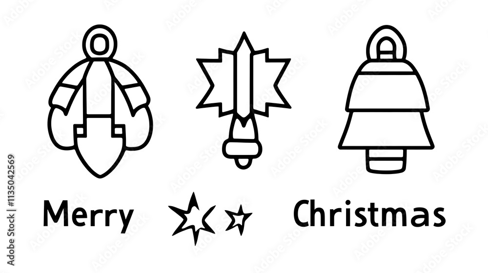 Simple Line Art Christmas Decorations Design Simple Line Art Christmas Decorations Design