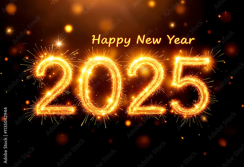 Happy New Year 2025 Typography Text Effect Happy New Year 2025 Typography Text Effect