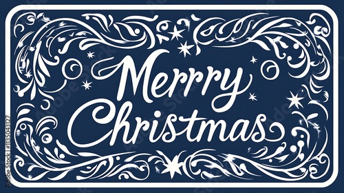 Merry Christmas Festive Design With Ornate Border