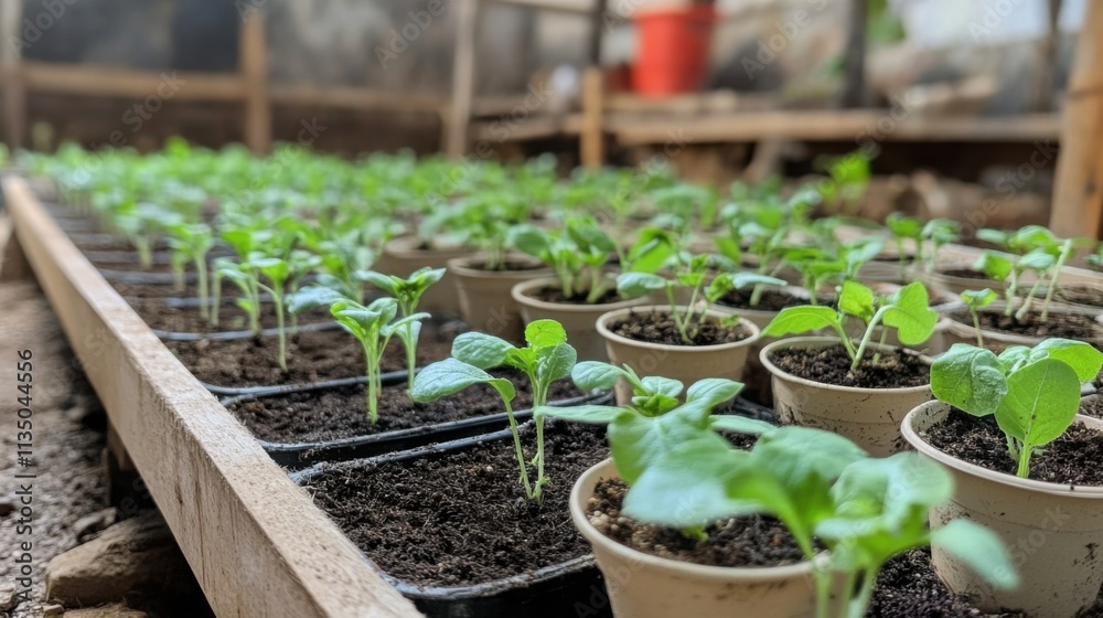 Farm using biodegradable pots for seedlings Farm using biodegradable pots for seedlings
