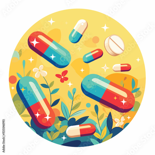 Vector illustration of a capsule pill
