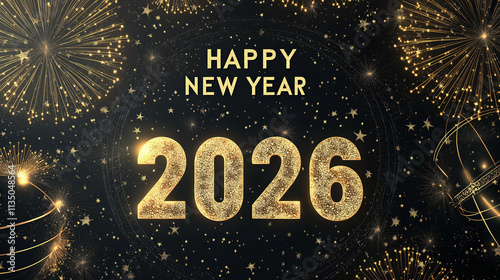 A Digital Poster For New Year's 2026 With A Sleek And Futuristic Design