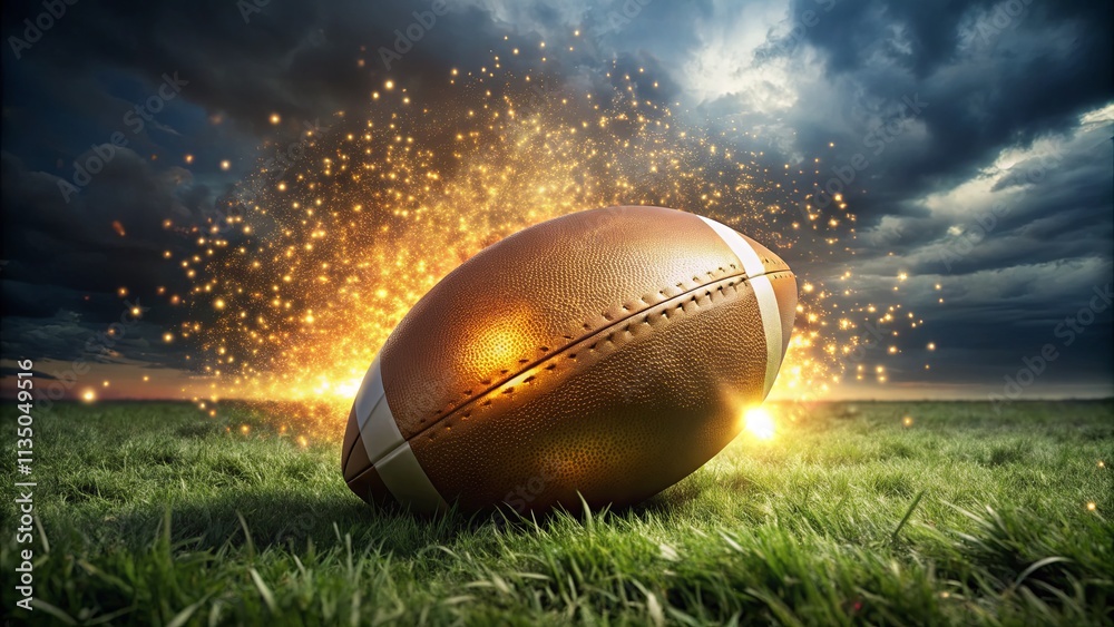 Dynamic American Football on Field with Sparks Dynamic American Football on Field with Sparks