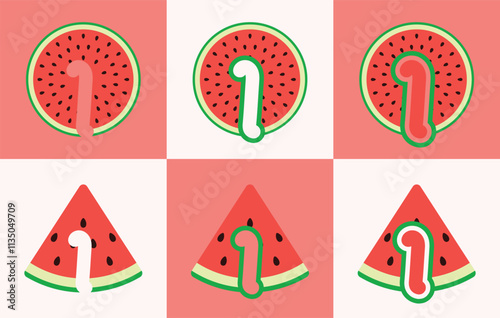 Letter I watermelon. This logo combines letters and watermelon fruit. Suitable for fruit shops, orchard, juice and the like.