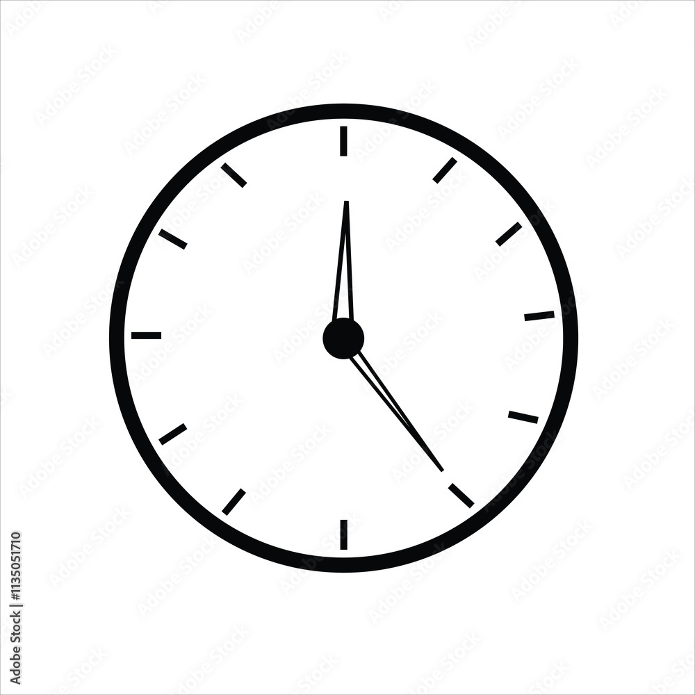 Wall clock. Simple wall clock. Minimalist watch. Classic design wall clock. Analog clock. Vector illustration