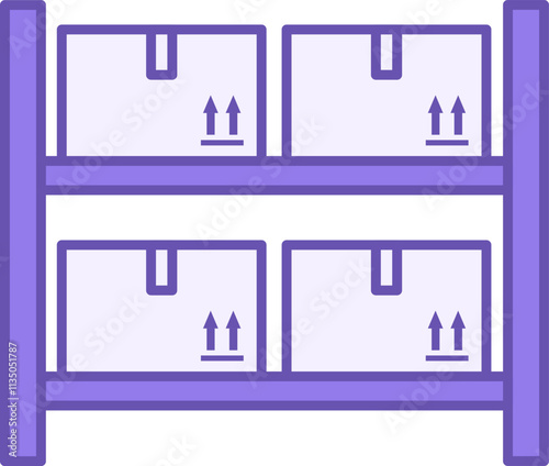 Colored Icon Inventory. Vector Illustration. On Shelves Are Boxes With Goods. Delivery Service. Logistics Concept