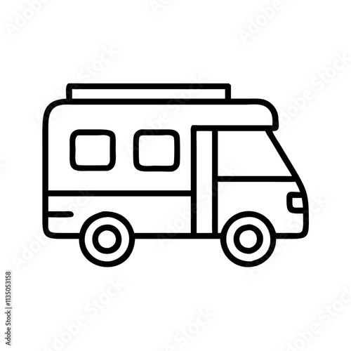 camper van icon, father’s day line art, father icon - simple black line art icon of camper van, for father’s day celebrations. father vector art.
