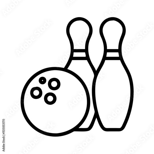 bowling ball and pins icon, father’s day line art, father icon - simple black line art icon of bowling ball and pins, for father’s day celebrations. father vector art.