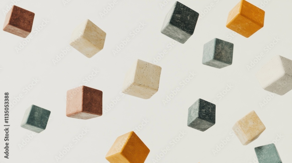Colorful Cubes Falling Against A White Background Colorful Cubes Falling Against A White Background
