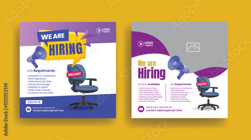 We are hiring job social media posts, ads banner template, Job job vacancy square flyer or web banner Template design