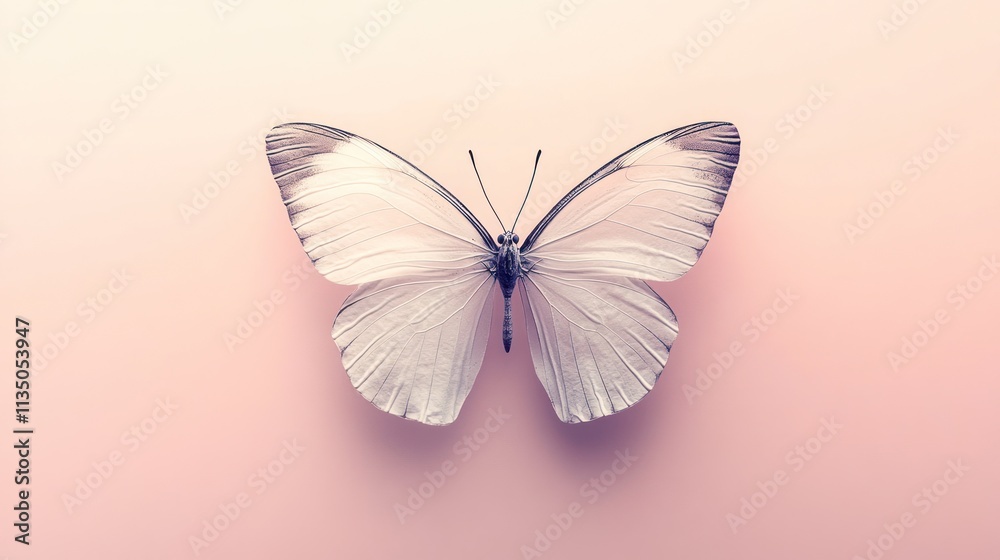Pale Butterfly Wings Against Pink Background