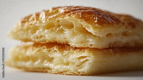 Kolduny showing golden-brown edges and creamy filling. photo