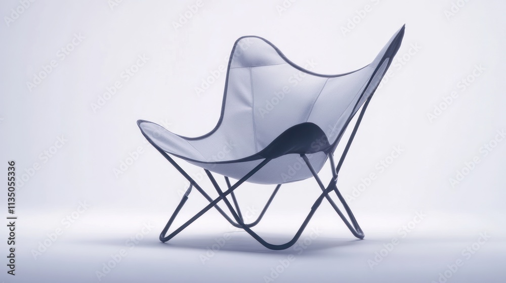 A Modern Butterfly Chair Design in Grey Fabric A Modern Butterfly Chair Design in Grey Fabric