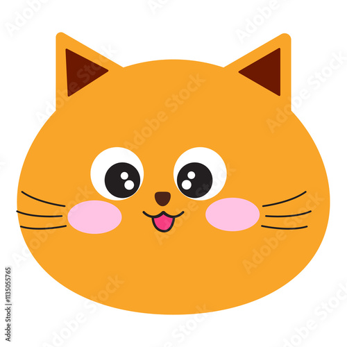Cat faces clip art.Kitten head icon isolated on transparent background.Graphic illustration cute colorful cartoon character.