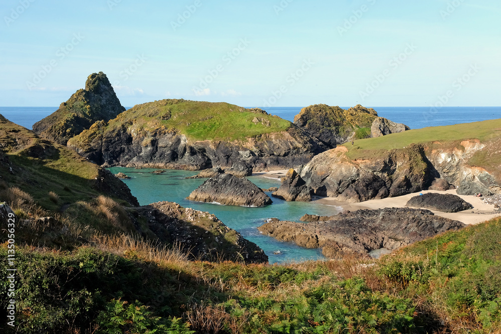 Kynance Cove on the Lizard Peninsula, Cornwall, UK.