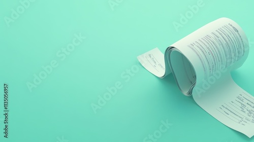 Rolled Paper Documents On A Teal Background