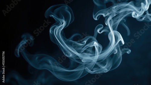 Wallpaper Mural Abstract Smoke Design Delicate Swirls of White Against a Deep Blue Background Torontodigital.ca