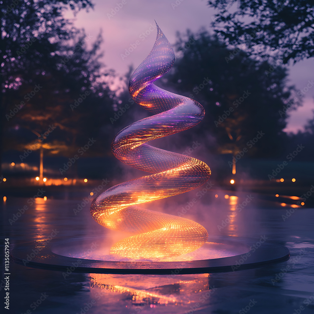 Obraz premium Ethereal Spiral Light Sculpture at Twilight